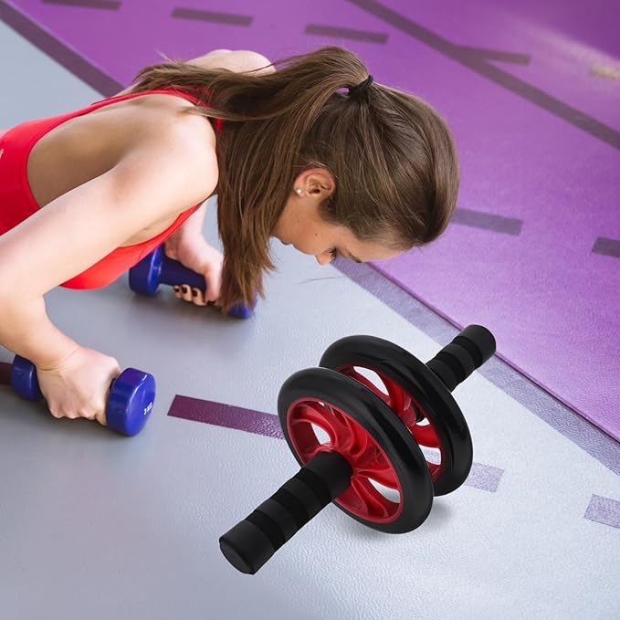 UPKOCH Red Quiet Ab Roller Wheel Fitness Equipment for Household Core Workout Abdominal Trainer Indoor Outdoor Exercise Wheel