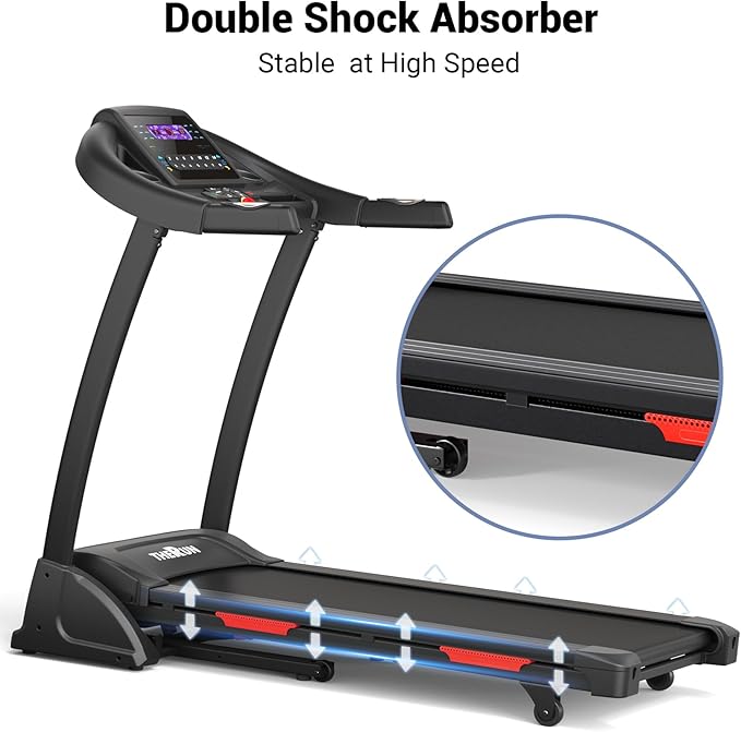 THERUN Incline Treadmill, Treadmills for Running and Walking, 300 lbs Weight Capacity Folding Treadmill with 0-15% Auto Incline, Wide Belt, 3.5 HP, App, Heart Rate