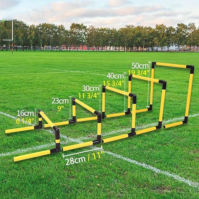 Kids Portable Hurdles Training Equipment - Plastic Soccer Agility Workout Trainer Kit, 5 Pack Different Height Hurdles, Track and Field Practice Kit(Color:Yellow)