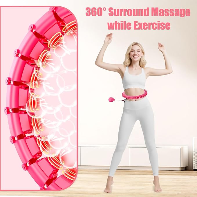 65 Inch Adjustable Fitness Waist Hoop – 32 Detachable Links, Quiet Non-Drop Fitness Tool for Adults Weight Loss, Plus Size Exercise Hoop for Women & Beginners