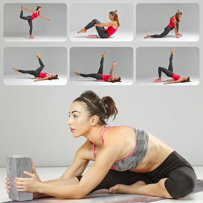 2-Pack Yoga Blocks, High-Density 9"x6"x3" Yoga Brick Foam Blocks Non-Slip EVA Foam Block Yoga Props Accessories for Yoga Pilates Stretching and Meditation