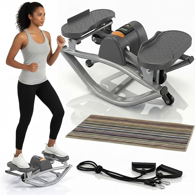 Rock Stepper Side to Side, Rocking Stepperfor Exercise at Home, with Digital Display, Portable Compact Lateral Motion Steppers for Legs, Glutes, Absz for Apartment Office