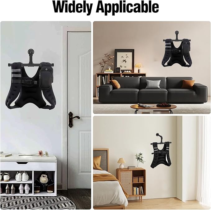 Heavy Duty Wall Mount Hanger for Weighted Vest Women Men – Wall Rack Holds Over 110lbs, Adjustable Weights Vest Storage, Space-Saving Storage for 6lb, 8lb, 12lb, 16lb, 20lb, 25lb, 30lb Weight Vest