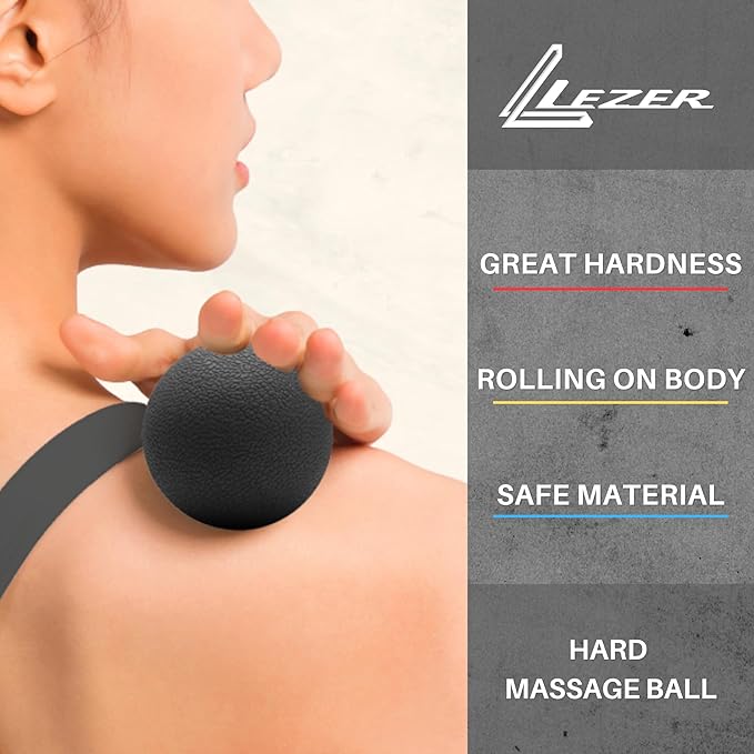 LEZER, Trigger Massage Point, Manual Massage Ball, Muscle Knots Relief Tool, Myofascial Release, Physical Therapy, Plantar Fasciitis, Set of 2 (Orange Trigger and Black Ball)
