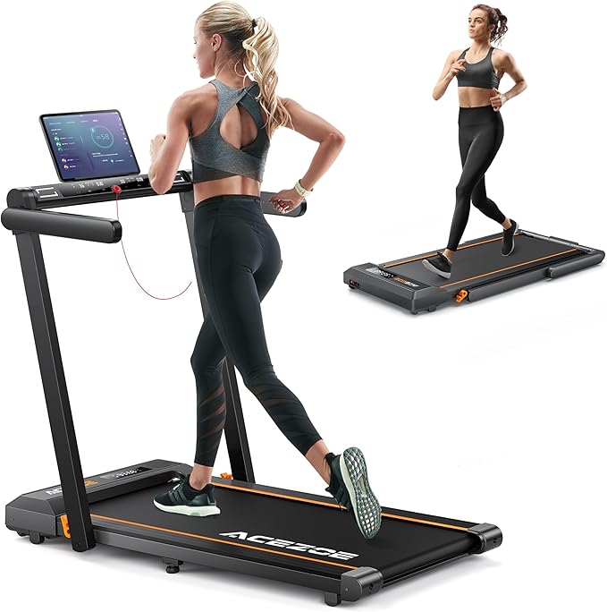 Foldable Treadmill with 0-15% Incline and Handle Bar, 2.5HP Treadmills for Home, Under Desk Treadmill with 300LBS Capacity, Walking Pad with Speaker, APP/Remote Control