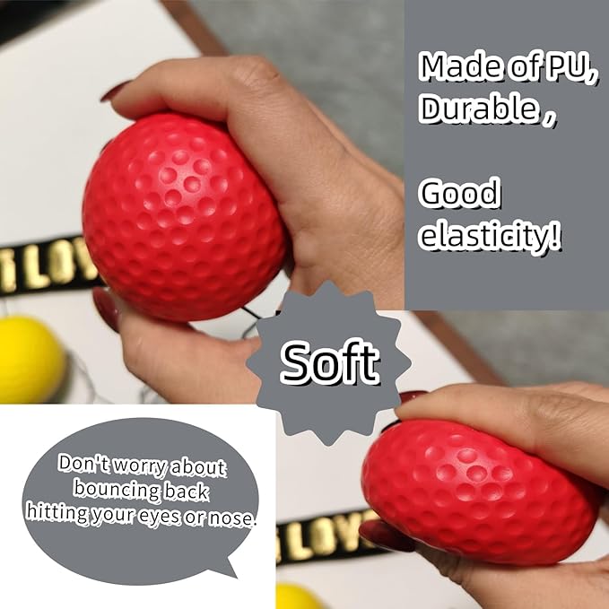 Sports Reaction Ball Boxing Reaction Training Ball, PU Reflex Ball Head-Mounted Love Adjustable Elastic Band, Perfect for Fighting Skills, Reaction Speed, Hand-Eye Coordination Training