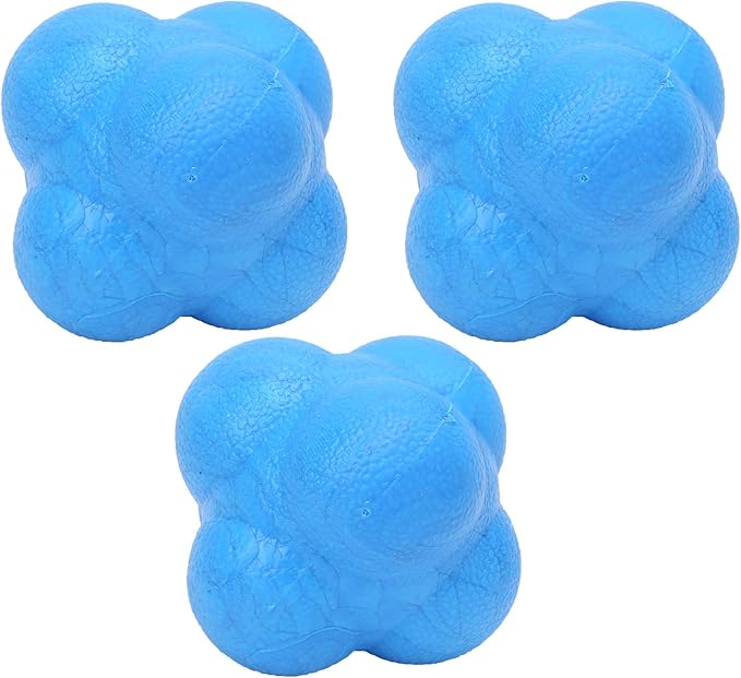 Drfeify 3Pcs Bounce Reaction Balls Ball Set for Training & Coordination HexShaped with TPR Material for Multisport Athletes