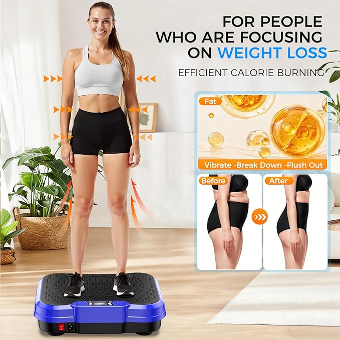 Vibration Plate Exercise Machine,Vibration Plate for Lymphatic Drainage Power Vibration Plate Machine Support 450 Lbs 250 Adjustable Speeds,Vibrating Plate Shake Plate Weight Loss