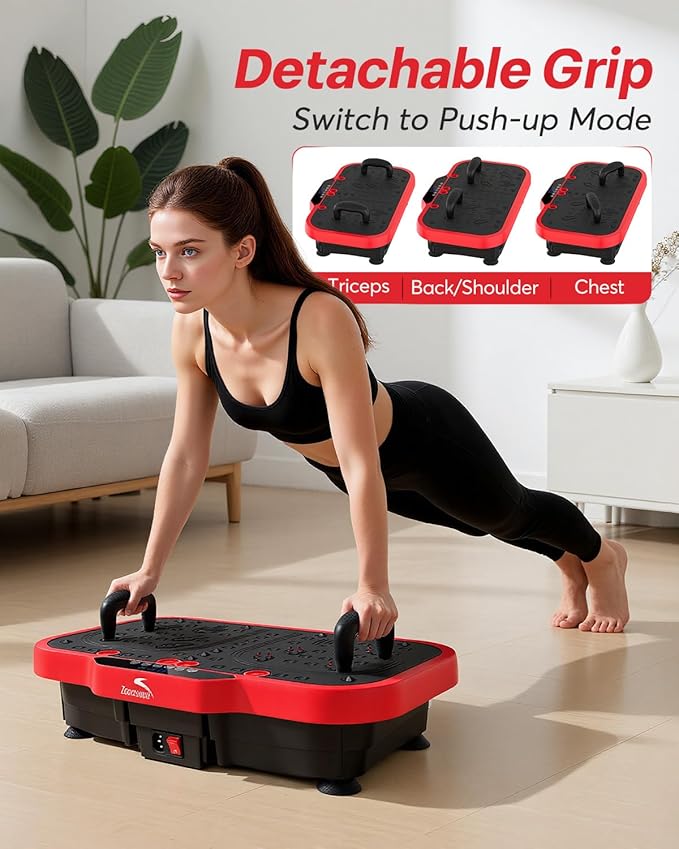 Vibration Plate Exercise Machine, 8000 Vibrations/min Adjustable Fitness Platform, 400 Lbs Capacity Whole Body Workout Extra Large Size Platform with Bluetooth for Weight Loss, Women & Men