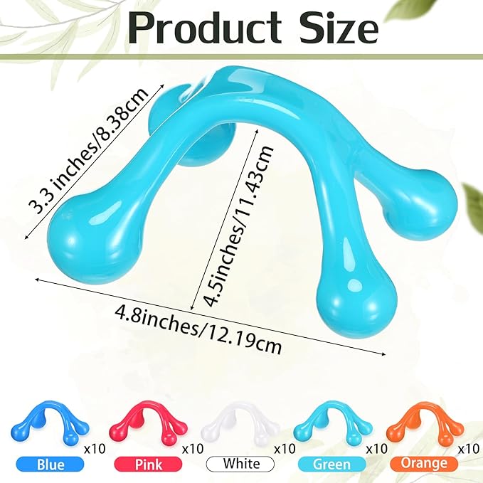 TrelaCo 50 Pack Four Point Massage Tools Christmas for Employees Gift White Elephant Gift 4 Legged Massage Knobs Portable Palm Shaped Manual Back Massager Handheld(Multicolored)
