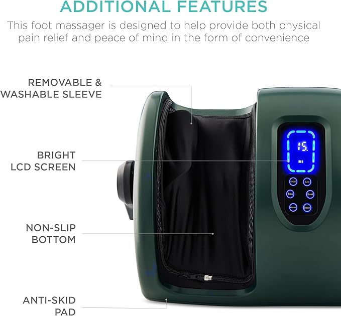 Best Choice Products Heated Shiatsu Foot Massager for Pain Relief, Plantar Fasciitis, Neuropathy, Blood Circulation w/Compact Design - Dark Green