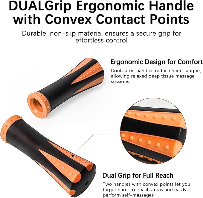 Muscle Roller Massage Roller Stick- Deep Tissue Fascia Blaster for Myofascial Pain Relief, Lymphatic Drainage & Body Sculpting, Handheld Physical Therapy & Recovery Tool (Orange black-18 inch)