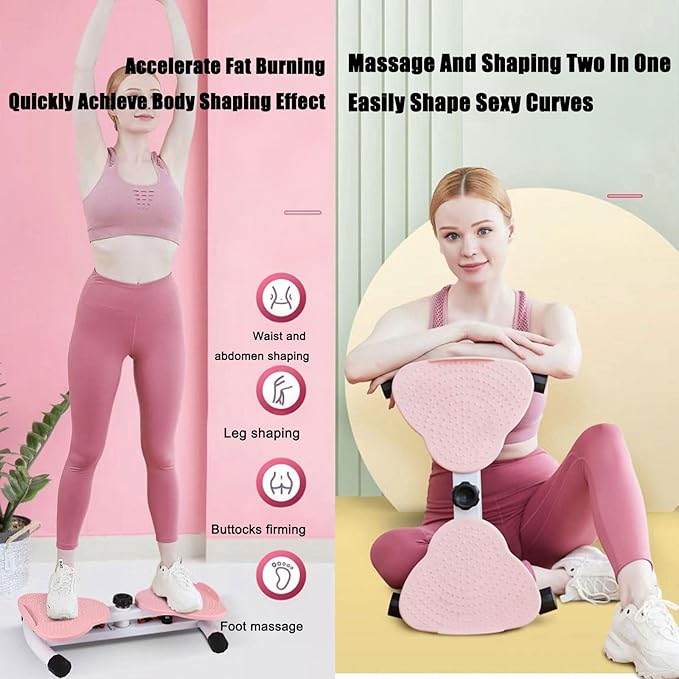 Waist Twisting Machine, Waist Sculpture Twister, Waist Whisper with Drawstring Body Shaping Waist Twisting Disc Exercise Waist Twisting Board Massage Foot Sole for HomePink,12x53x33cm