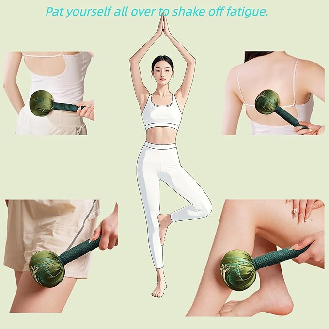 Three-in-one Combination, Ergonomic Mugwort Massage Hammer, Massage Tool, acupoint Massage, Pain Relief, obtained US Design Patent for Massage Hammer Tool.(Silk + Cotton)