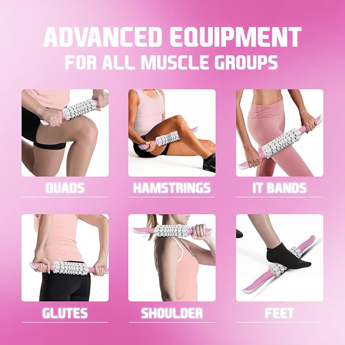 Yes4All, Premium Muscle Roller Stick/Combo With Foam Roller 24" For Everyone - Advanced Massage Roller For Relief Muscle Soreness With Trigger Points, Travel Size, 4 Wheels