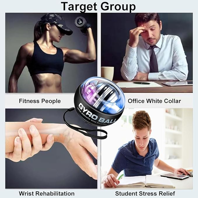 2026 New Curaball Torque Ball, Curaball Hand Exerciser, Gyro Ball with LED Lights and Portable Case, Hand Gripper Strengthener, Grip Strength Trainer for Strengthen Arms,Bones and Muscle