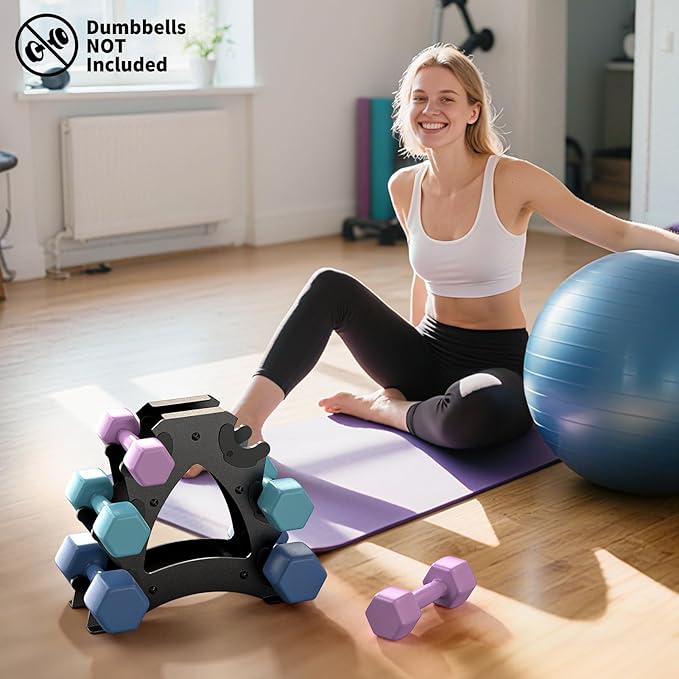 Dumbbell Rack Stand Only - Heavy Duty Weight Rack for Home Gym Organization, Compact Dumbbell Stand for Space Saving, Small Weight Storage for 1-15 LB Dumbbells in Home/Office/Studio