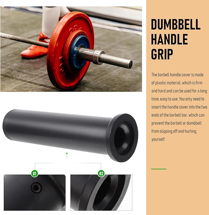 Barbell Handle Grip Plastic Sleeve Attachment Pp Anti-Fall Anti-Skid Flat Head 50mm X 200mm for Strength Training Gym Equipment