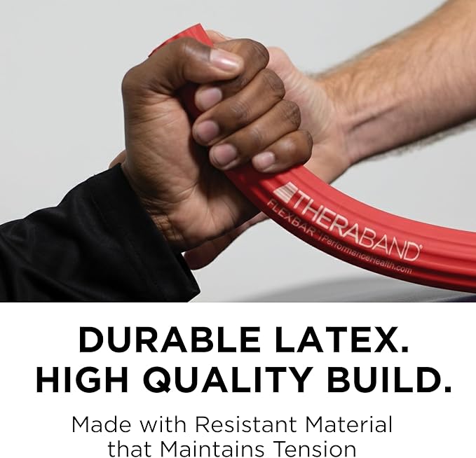 THERABAND FlexBar, Tennis Elbow Therapy Bar, Relieve Tendonitis Pain & Improve Grip Strength, Resistance Bar for Golfers Elbow & Tendinitis, Red, Light, Beginner