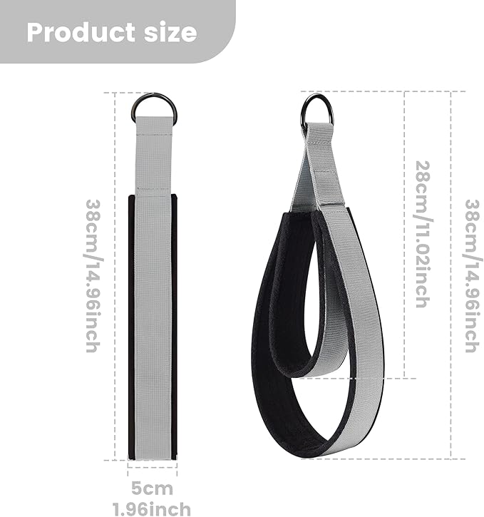2PCS Comfortable Enhanced Thickness Pilates Double Loop Strap - D-Ring Strap for Home Gym & Yoga Workout Accessories