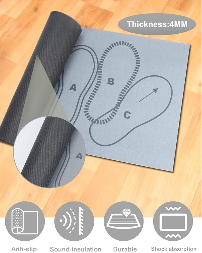 Squat Mat with Foot Position,Large Squat Target Pad 30'' X 13.8'',4mm Thickness Squat Mat Foot Positioning, Exercise Mat for Squats, Leg and Abdominal Workouts