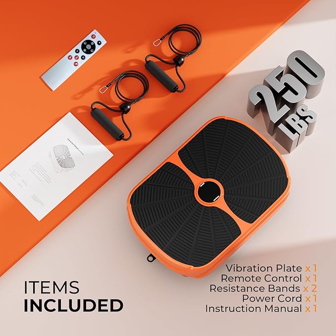 GORISE Vibration Plate Exercise Machine, Vibrating Plate for Lymphatic Drainage & Weight Loss - Full Body Workout Fitness Platform with Remote, Resistance Bands, Home Gym Equipment for Muscle Relief
