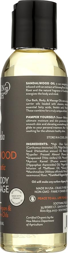 Soothing Touch Organic Bath, Body & Massage Oil, Sandalwood, 4 Fl Oz