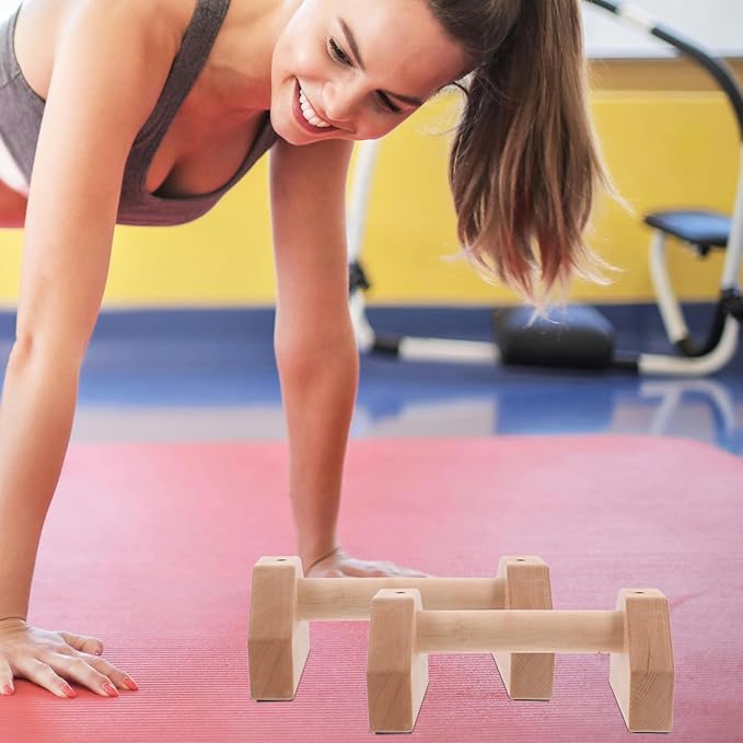 BESPORTBLE Wooden Push up Bars Pushup Handles Strength Training Push up Stands Beech Wood 25cm Pair Fitness Equipment for Home and Outdoor Workout