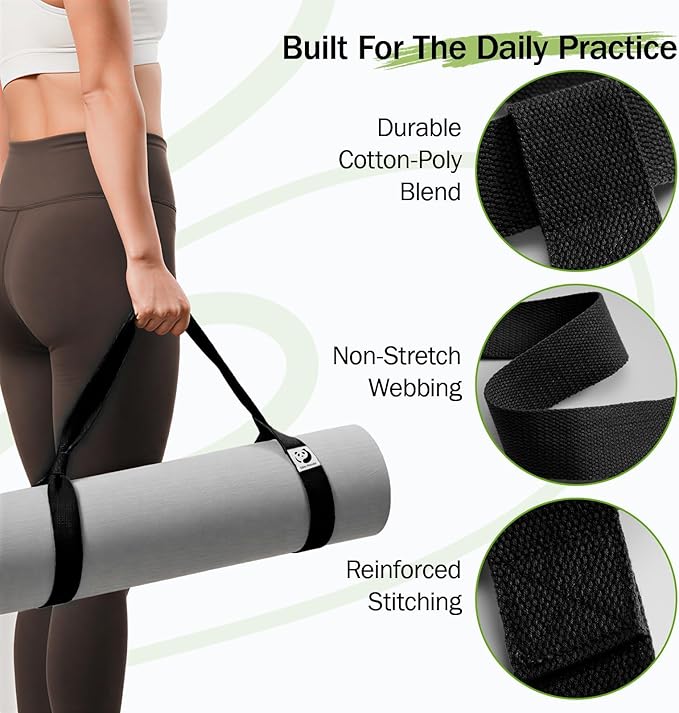 Slim Panda Yoga Mat Straps for Carrying, Adjustable Yoga Mat Carrier Sling Fits All Mats(Mat Not Included)
