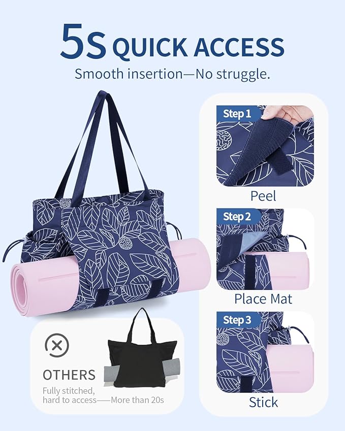 sportsnew Yoga Mat Bag Tote Yoga Gym Bags For Women Men with Waterproof Wet Pocket & Hook-and-loop, Quick Access Storage Yoga Mat Bag Carrier