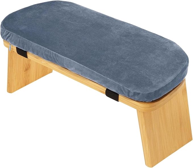 Yoga Meditation Bench Kneeling Stool, Foldable, Wood, with Removable Cushion Ergonomic Prayer Bench Meditation Stool
