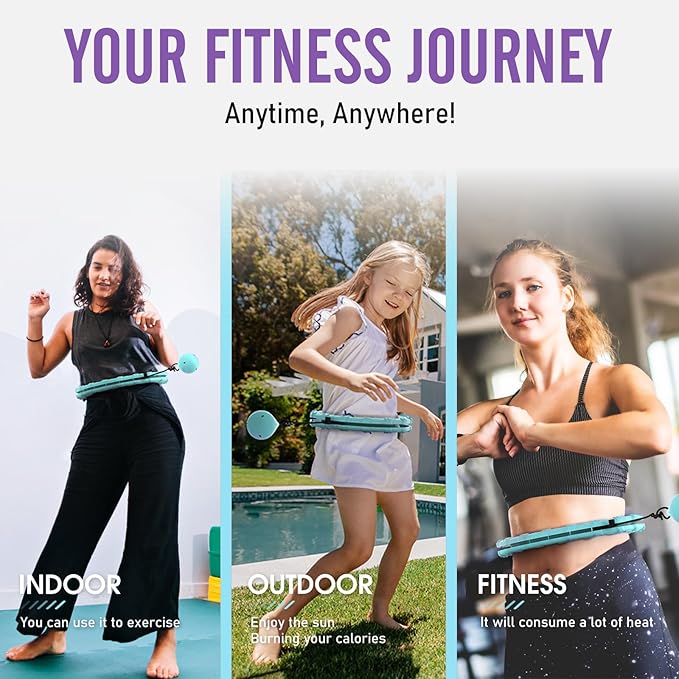 Weighted Hula Infinity Hoop & Pilates Ring Kit Bundle- Infinity Fitness Hoop for Weight Loss Plus Magic Circle, Resistance Bands, and Ball Set- Home Workout Equipment for Abdomen & Full Body Toning
