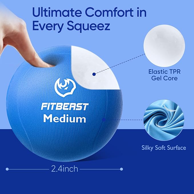 FitBeast Grip Strength Trainer – 6 Pieces Hand Therapy Kit with Finger Extension Exerciser & Stress Balls for Adults, Rehab & Strength Training – for Men, Women, and Seniors