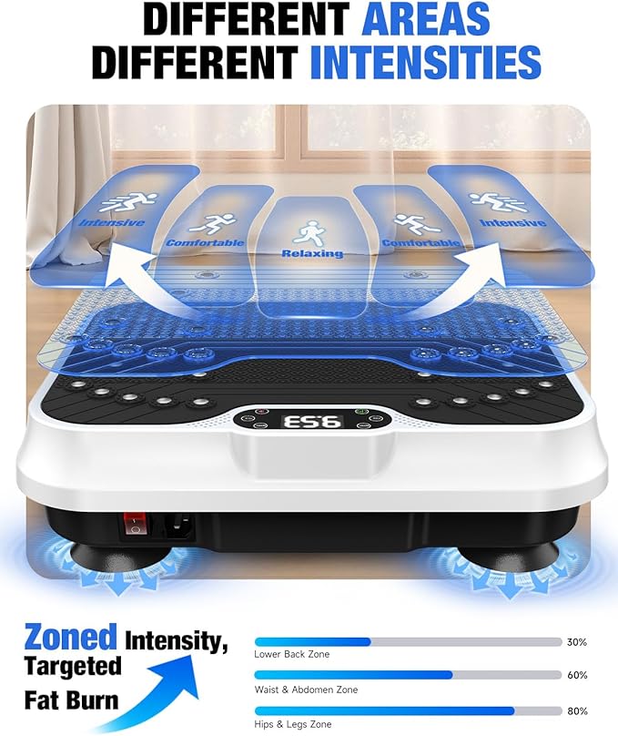 Bigzzia Vibration Plate Exercise Machine for Weight Loss – 100-Speed Platform with Remote & Resistance Bands, 450 lbs Capacity – Quiet Full Body Workout for Lymphatic Drainage at Home