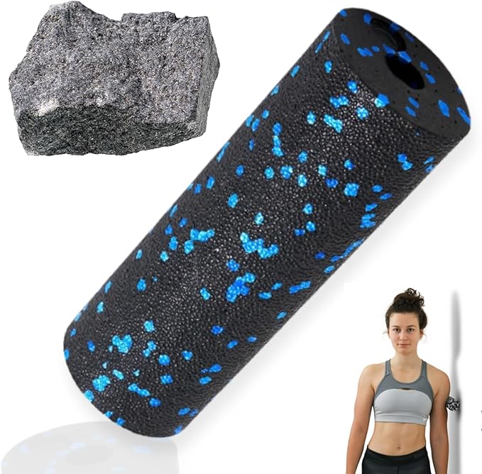 Mini Massage Foam Roller High Density - 100% Recycled Non-Toxic Material - Portable Pocket-Sized for Travel - Foot Arch,Legs & Arms Pain Target - Waterproof and Durable 15x6cm(Blue)