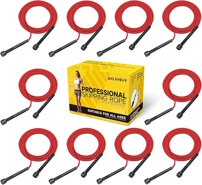 10 Pack Adjustable Jump Rope for Fitness and Exercise-PVC Skipping Rope for Men,Women and Kids-Tangle-Free for Keeping Fit, Training, Workout