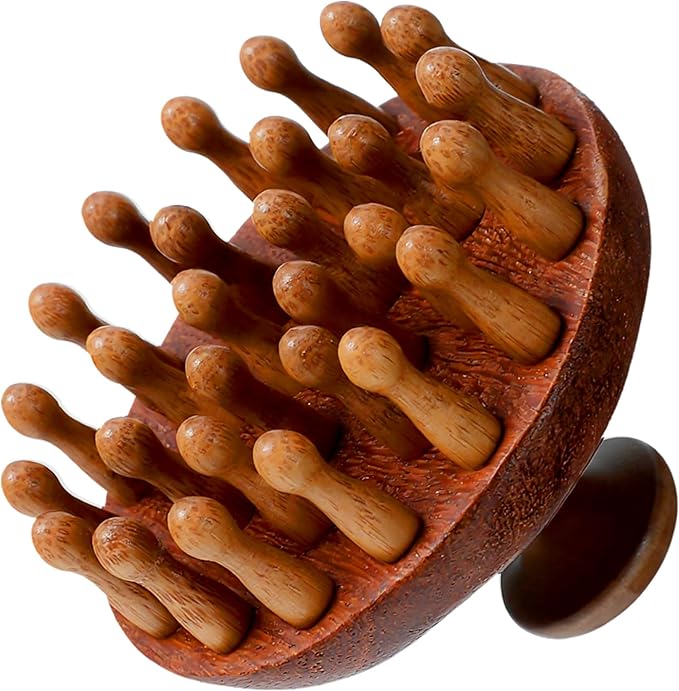 Wooden Scalp Massager Head Massage Hair Brush, Manual Hair Scalp Scrubber Massager Tool, Gua Sha Brushes Body Massage Tool for Woman Men Wet Dry Hair Scalps Care