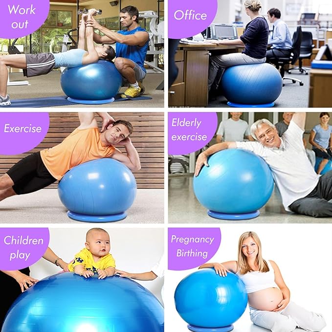 SRNSAEB Exercise Ball Seat for Office Desk Height, Ergonomic Balance Ball Chair Stool for Home/Office/School/Gym/Prolonged Sitting, Height Adjustable Pilates Yoga Ball Chair(Pink,55cm (21 7/10in))
