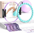 Weighted Hula Infinity Hoop & Pilates Ring Kit Bundle- Infinity Fitness Hoop for Weight Loss Plus Magic Circle, Resistance Bands, and Ball Set- Home Workout Equipment for Abdomen & Full Body Toning