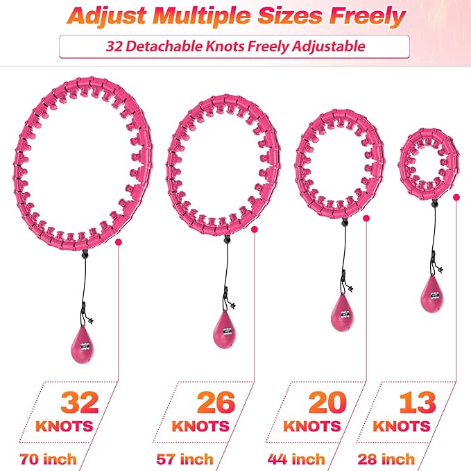 Weighted Fit Hoop Plus Size for Adult Weight Loss, 32 Detachable Links Smart Fitness Hoop, Fitness and Massage 2 in 1