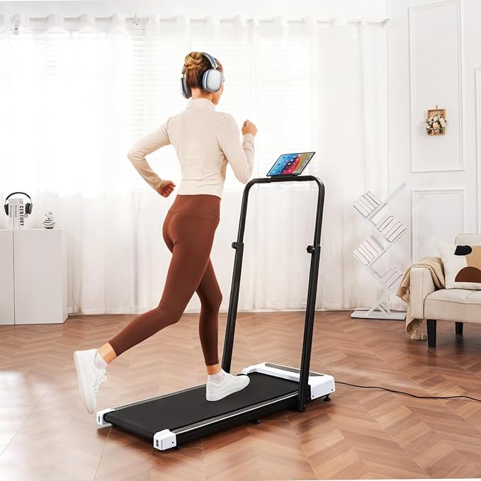 GORISE Walking Pad Treadmill with Adjustable Height Handle Bar and Incline, 3HP Quiet Foldable Under Desk Treadmill, Portable Treadmills for Home 350LBS with Remote Control LED Display