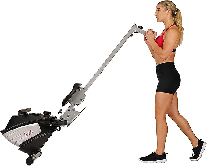 Sunny Health & Fitness Rowing Machine for Low Impact Full Body Workouts Home Training, Flip-able Equipment for EZ-Storage, Optional Magnetic or Air Resistance w/Free SunnyFit App Connection