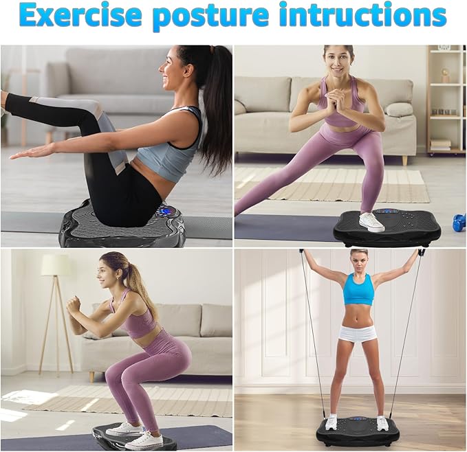 XXL 330 LBS 120 Levels Vibration Plate Exercise Machine - Whole Body Workout Vibration Fitness Platform w/ Resistance Bands - Home Training Equipment for Weight Loss & Toning，Black