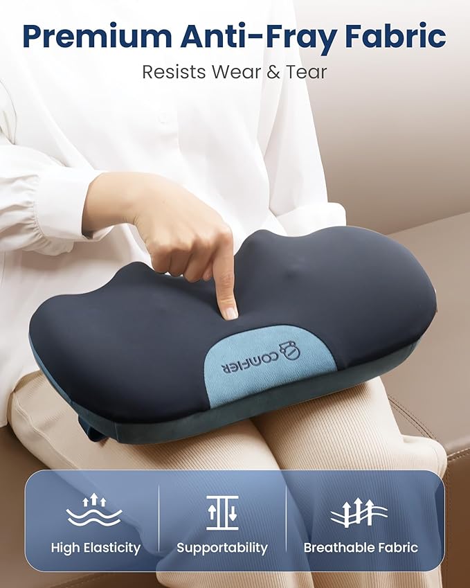 COMFIER Shiatsu Neck and Back Massager with Heat, Neck Massager Pillow with 3D Kneading Deep Tissue, Cordless & Portable, Soothes Muscle Tension at Home, Office, Travel,Ideal for Men & Women