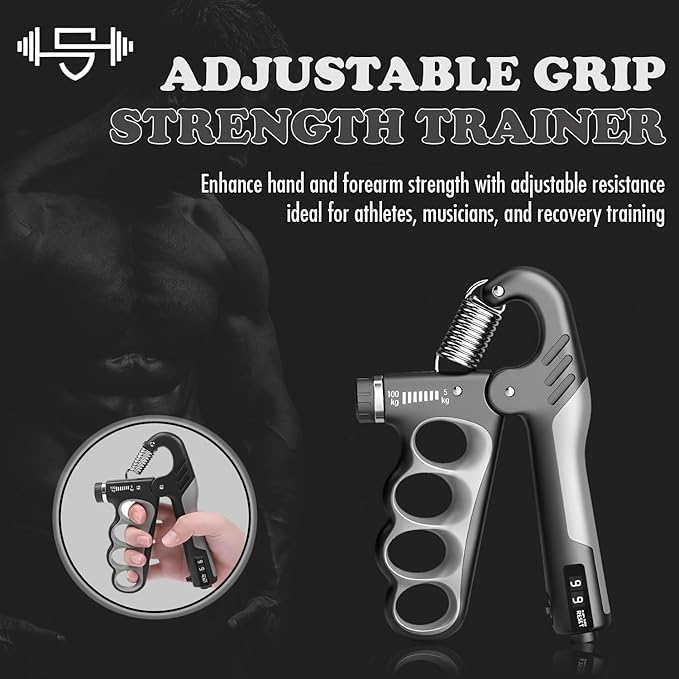 Adjustable Grip Strength Trainer Hand Gripper for Grip Strength, Forearm & Wrist Strengthener, Hand Exerciser for Strength Training & Therapy 11-220Lbs(5-100KG)