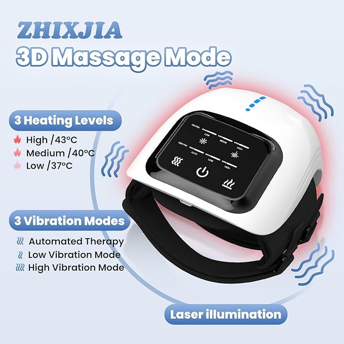 Knee Massager Smart with Heat, Red Light and Massage Therapy, 3 Vibration Modes and 3 Heating Levels, 2026 Updated Edition, LED Vitality Joints Knee Massager, Gifts for Grandma & Grandpa, White
