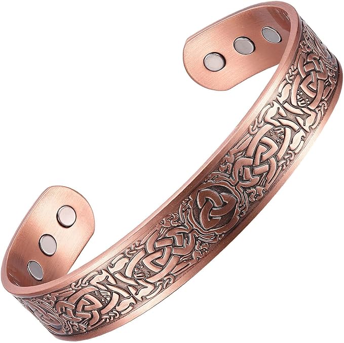 Copper Bracelet for Men 99.9% Pure Copper Magnetic Bangle with 6pcs 3500 Gauss Magnets, Copper Magnetic Bracelet for Men Copper Bracelets Jewelry Gift Gifts for Men Dad