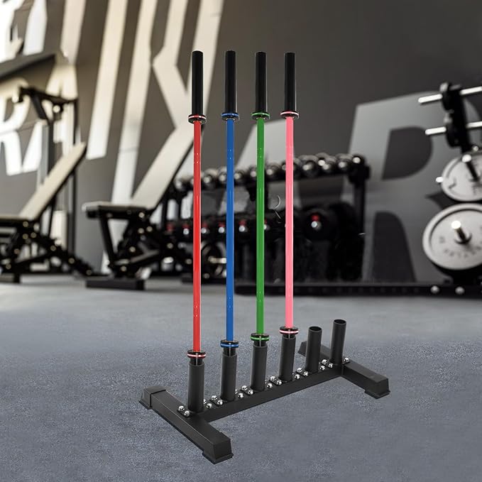 Freestanding Barbell Holder, Vertical 6 Bar Storage Rack for 2" Olympic Bars, Durable Barbell Stand, Space-Saving Floor Stand for Weight Bar and Specialty Bars