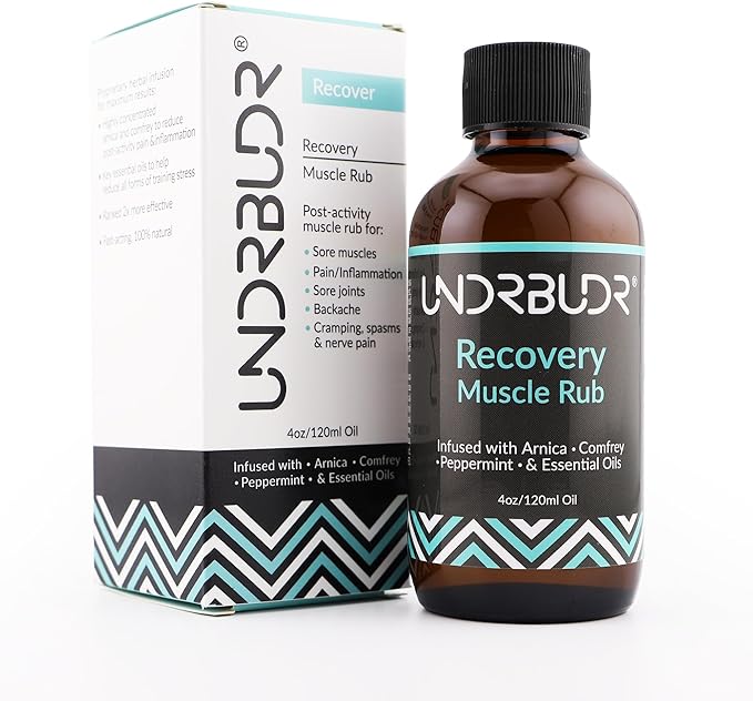 Post-Activity Recovery Muscle Rub Oil with Arnica, Comfrey & Essential Oils–4oz for Muscle Soreness, Back Pain, Joint Discomfort & Post-Workout Recovery, Natural Formula for Active Lifestyles