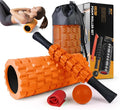 5-in-1 Foam Roller Set for Deep Tissue Muscle Massage, Trigger Point Fitness Tool with Muscle Stick Roller, Massage Ball, Stretching Strap for Whole Body (Orange-New)